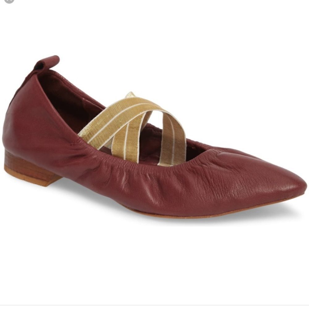 Free People Red Leather Flats Solitaire Pointed Toe Slip-On Shoes Size 11 New